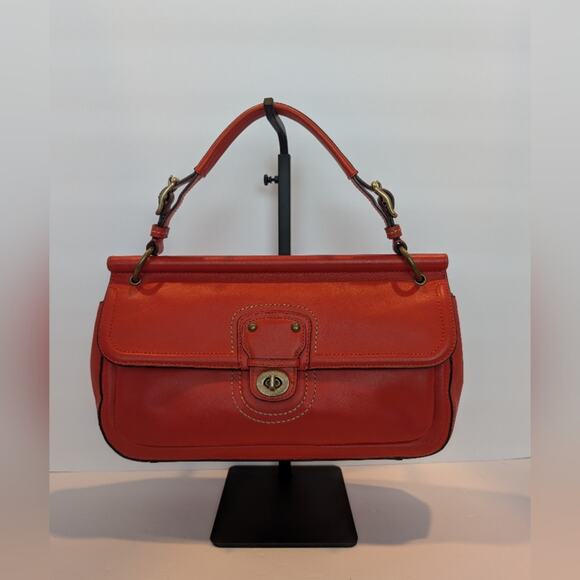 Coach Willis Legacy City Red Leather Satchel Crossbody Bag